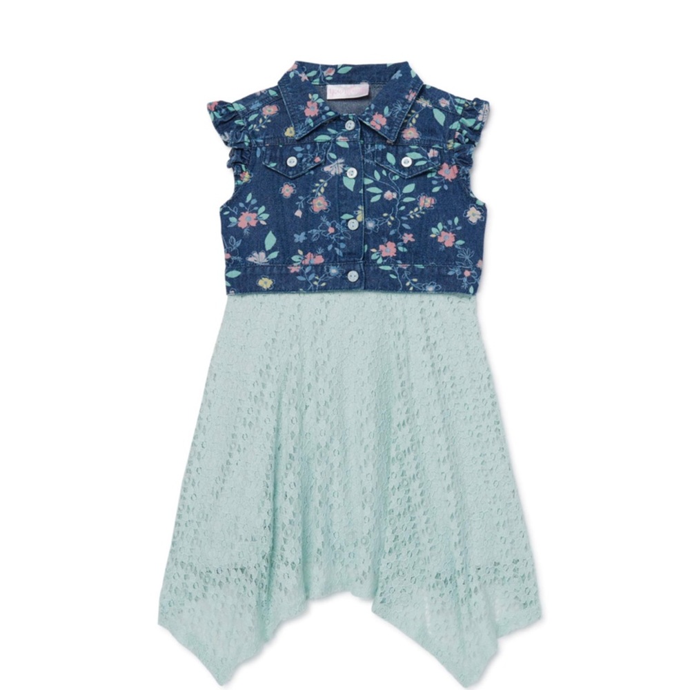 Denim Vest and  Assymetrical Dress